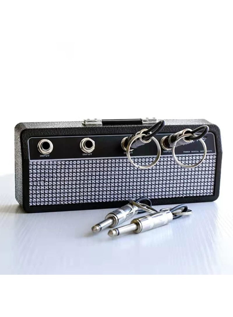 SYOSI Key Holder, Key Organisation Wall Mounted Key Rack Guitar Amplifier with 4 Plug Keyrings for entryway Mudroom,Hallway,Kitchen,Office Letter - Image 3